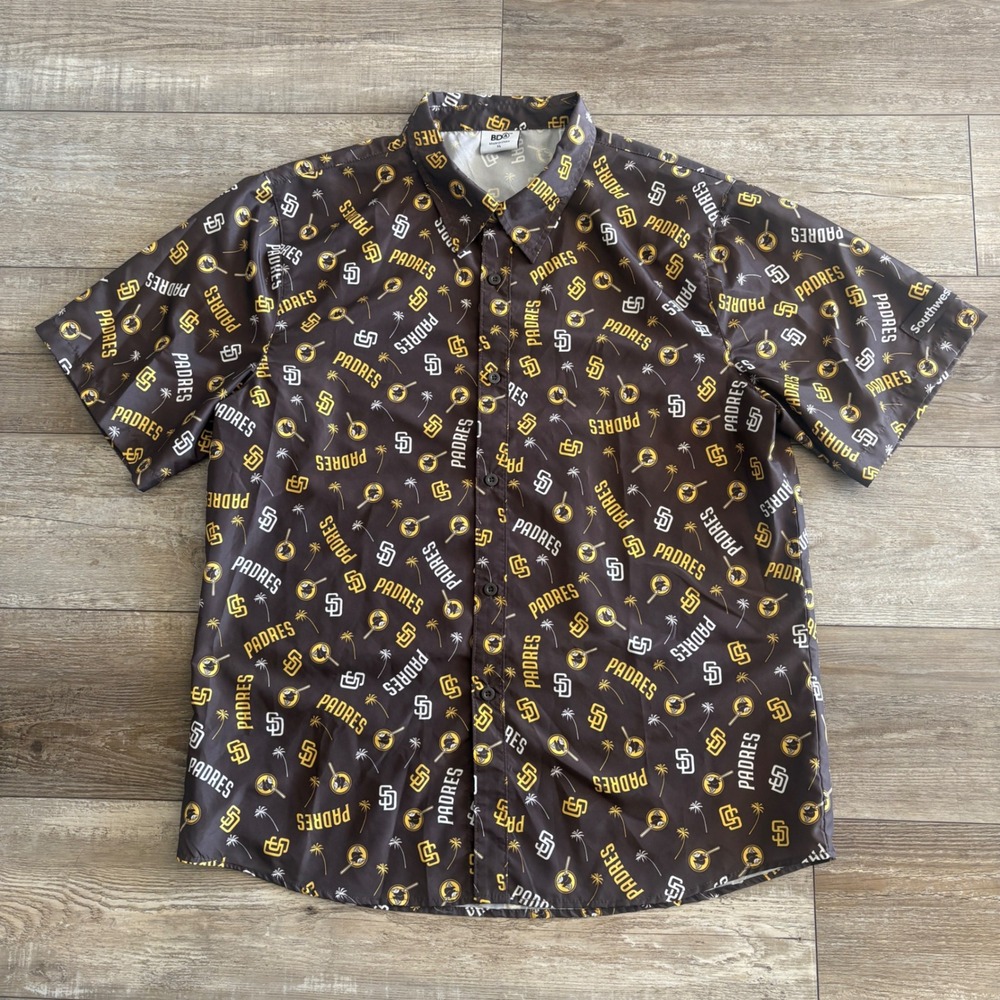 San Diego Padres‎ Aloha Shirt Men XL Brown Friar Southwest SGA Collectible MLB